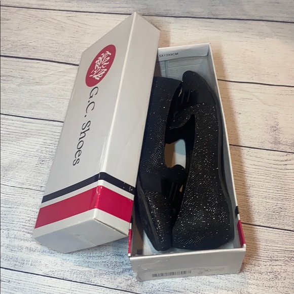G.C. Shoes Allegra black sparkle bow flats - Picture 5 of 7